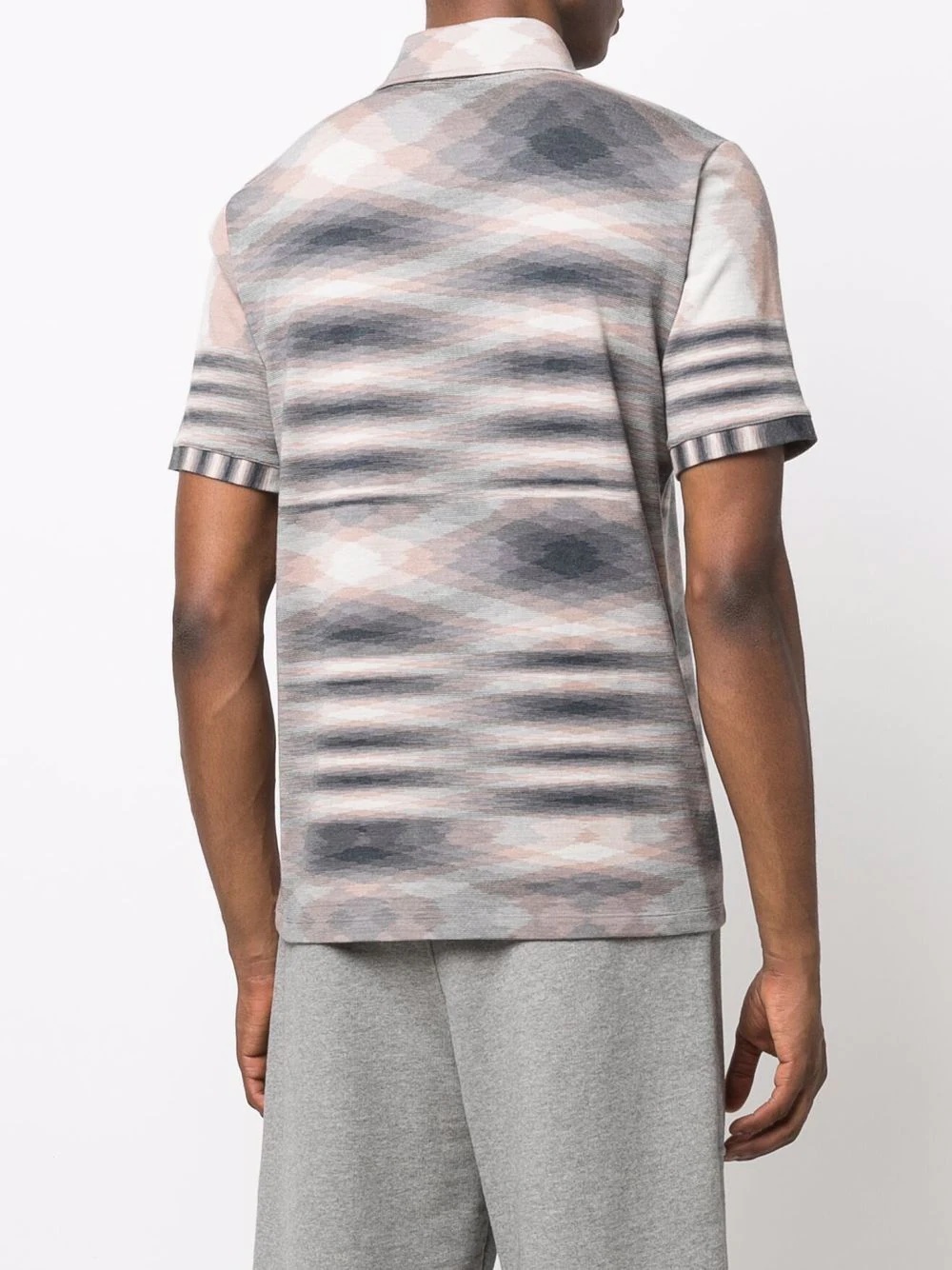 abstract-stripe wool polo shirt - 4