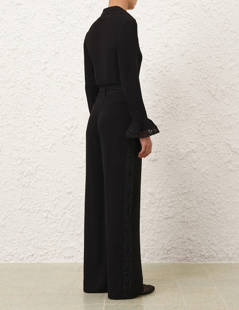 Lace Trim Wide leg pant - 4