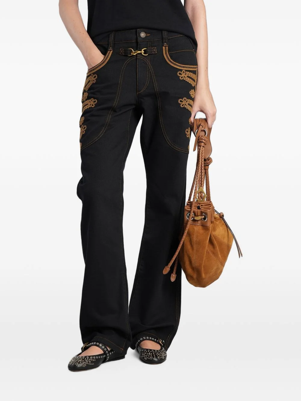 embroidered denim jeans - 1
