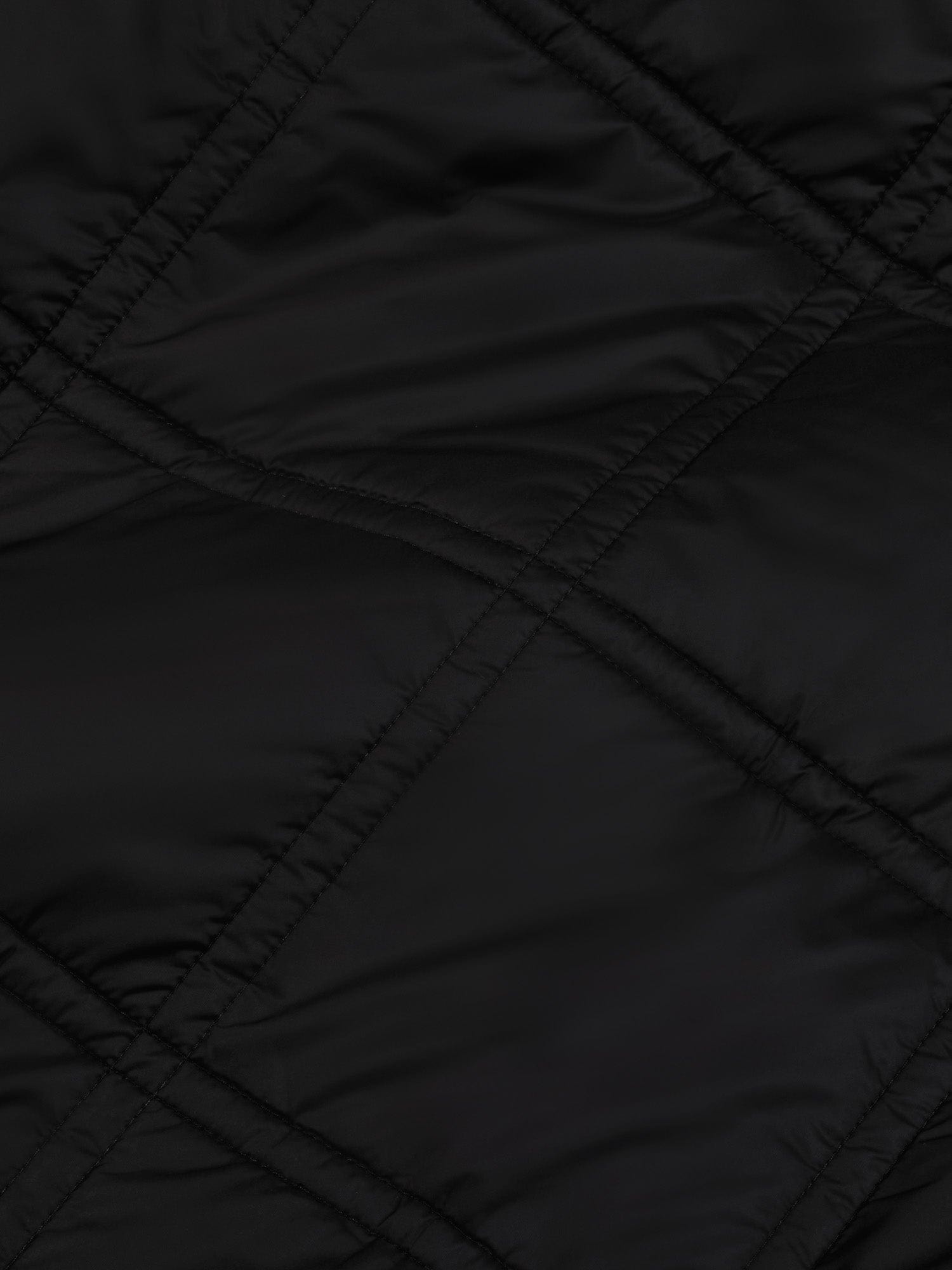 Womens Flower-Warmth Quilted Collarless Jacket  - Black - 5