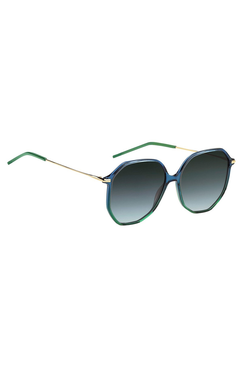 TUBULAR-TEMPLE SUNGLASSES WITH BLUE-GREEN FRAMES 4
