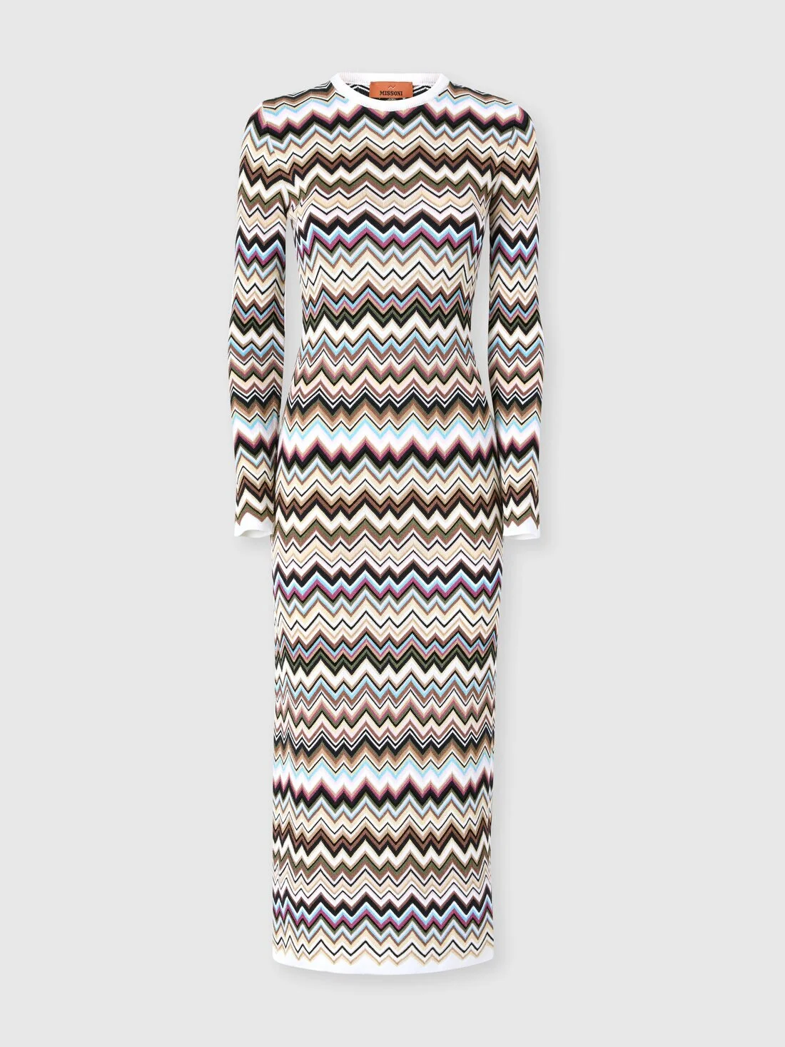 Chevron viscose and wool midi dress - 1
