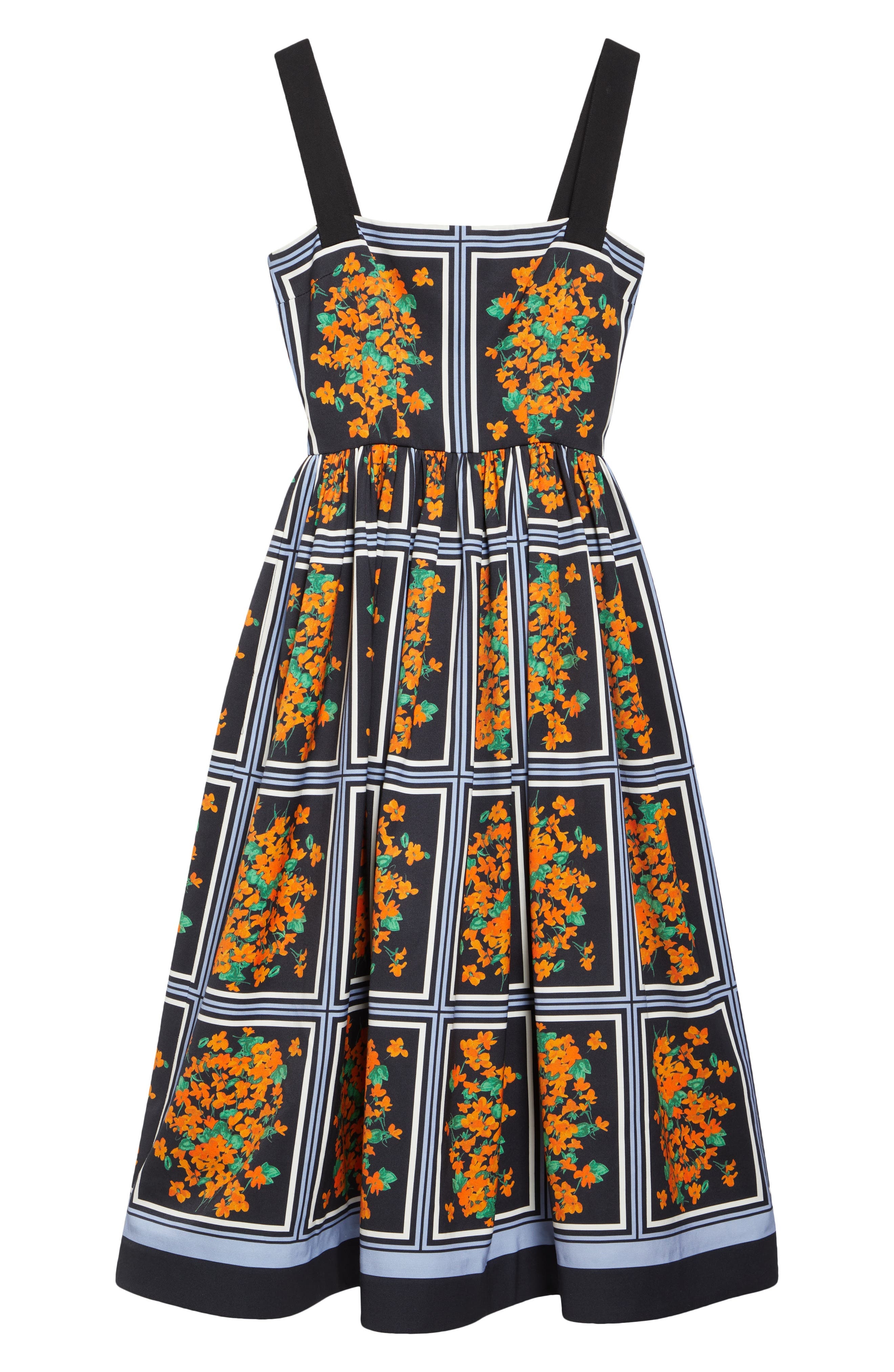 Carolina Herrera Thick Strap Faille Midi Dress in Black Multi at Nordstrom - 6