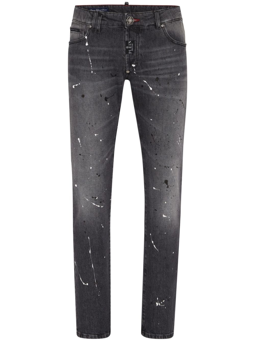 paint-splatter low-rise slim-fit jeans - 1