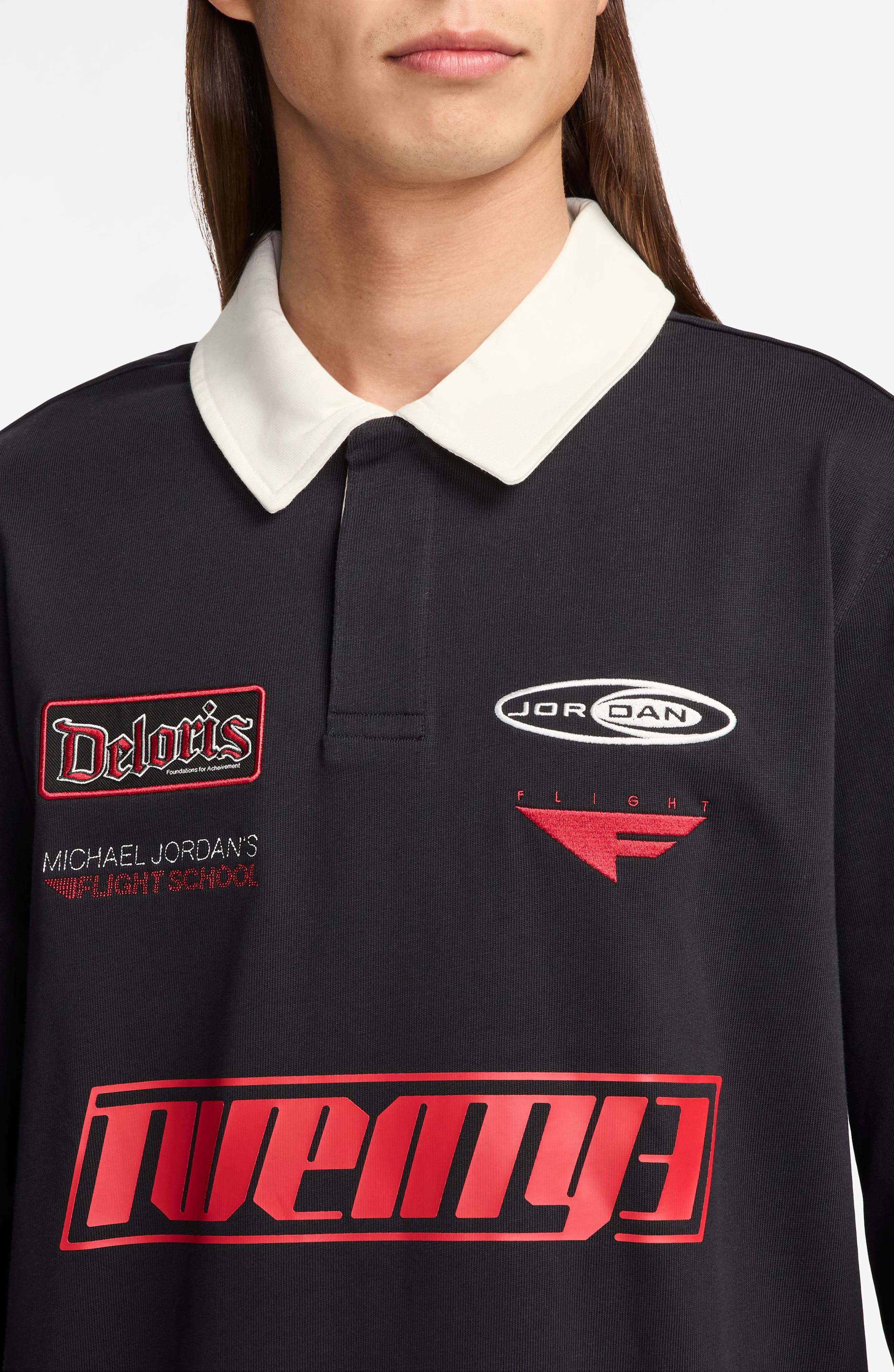 Jordan Essentials Long Sleeve Logo Rugby Shirt in Black at Nordstrom - 3