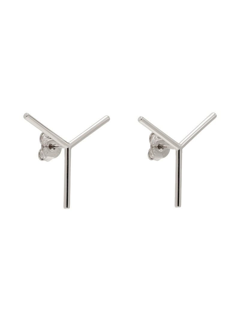 Y/Project Silver 'Y' Stud Earrings outlook