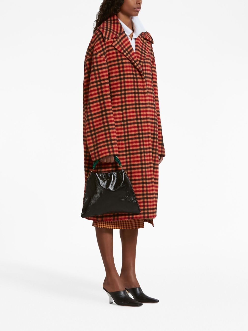 checked virgin wool coat - 2
