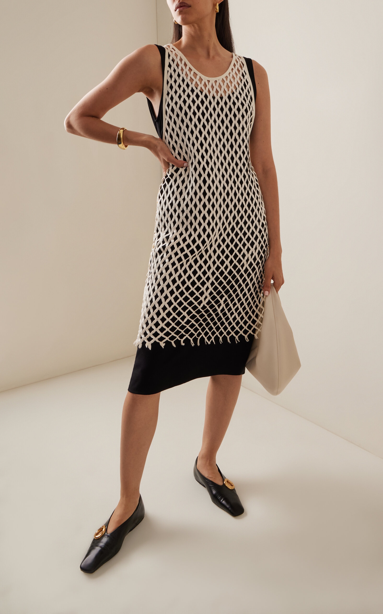 Organic Cotton Lace Mini Shift Dress black/white - 2