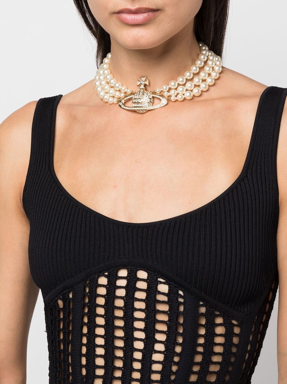 faux-pearl choker necklace - 2