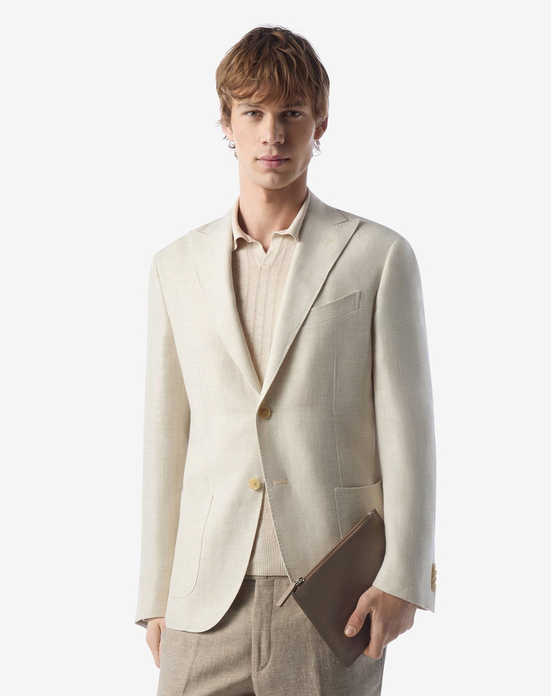 CORNELIANI White wool and linen jacket outlook