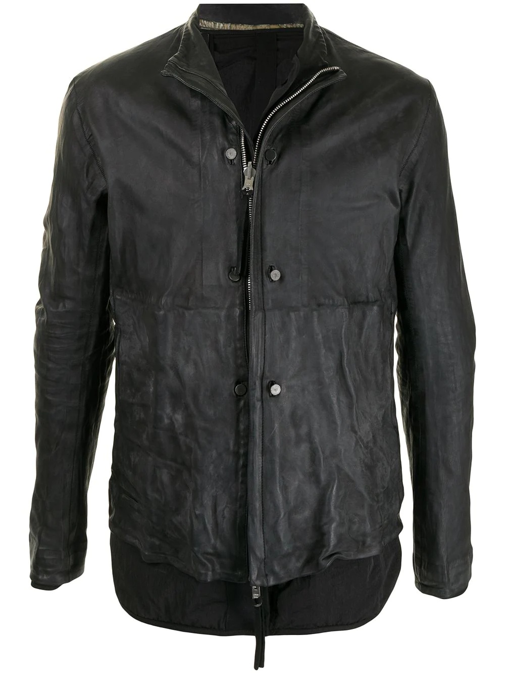 waxed-effect biker jacket - 1