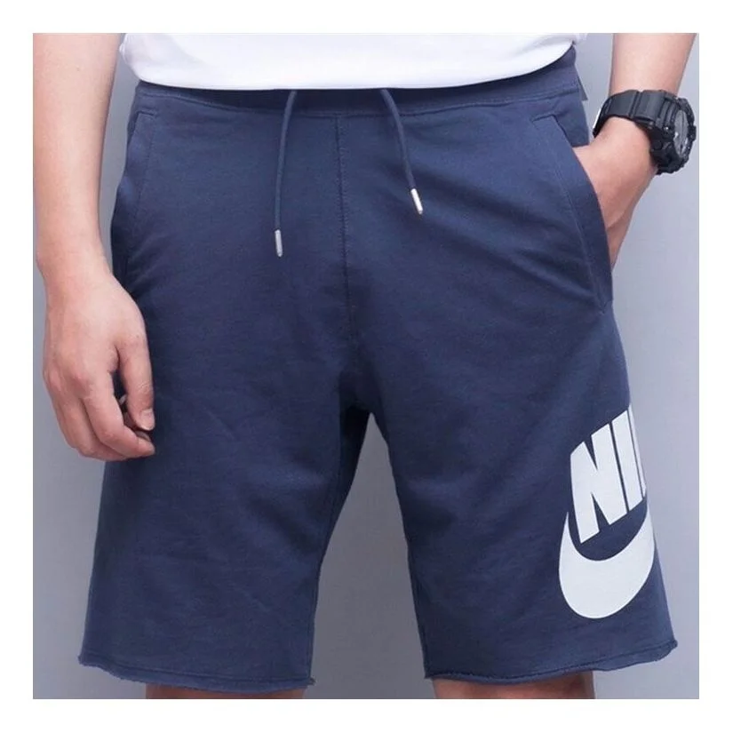 Nike Large Logo Printing Breathable Drawstring Sports Shorts Blue AT5268-471 - 1