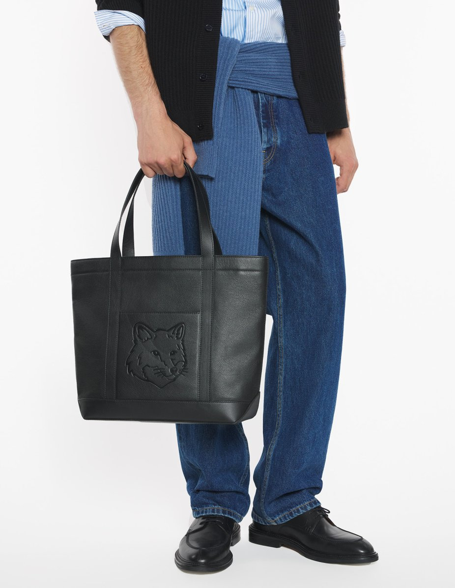 FOX HEAD LEATHER MEDIUM TOTE - 2