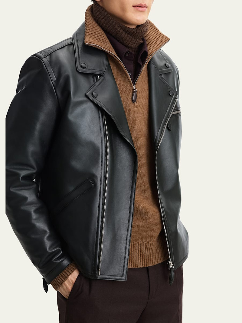 Berluti Men's Un Jour Patina Leather Moto Jacket outlook