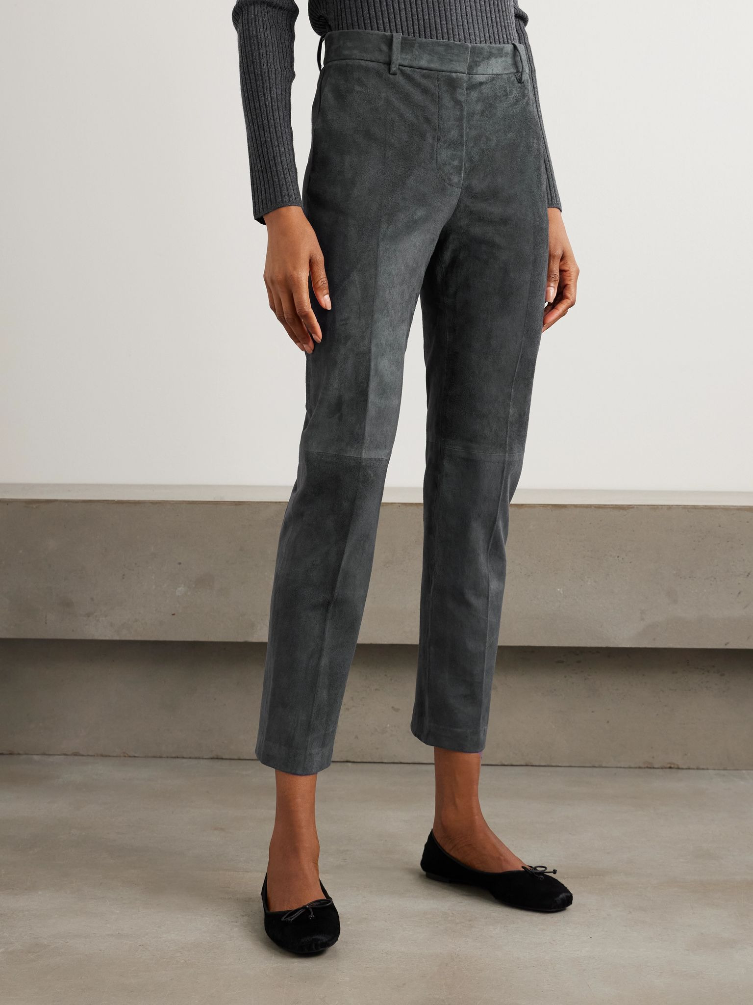 Coleman stretch-suede slim-leg pants Charcoal - 3