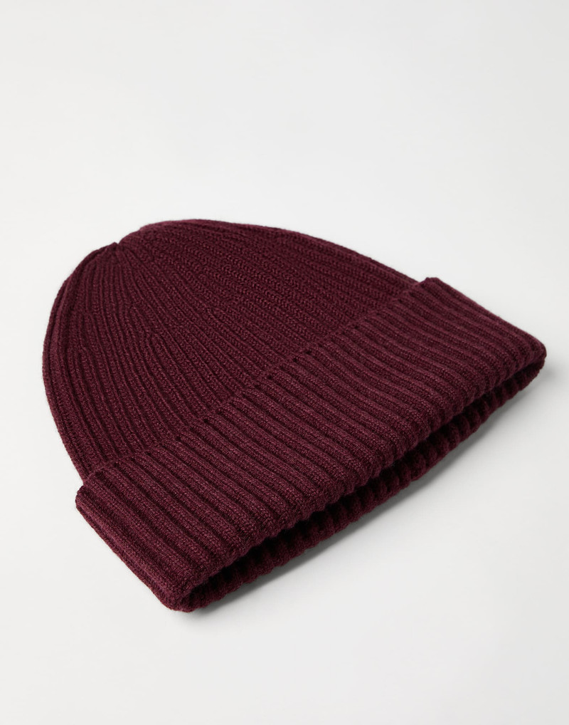 Brunello Cucinelli Cashmere English rib double knit beanie outlook