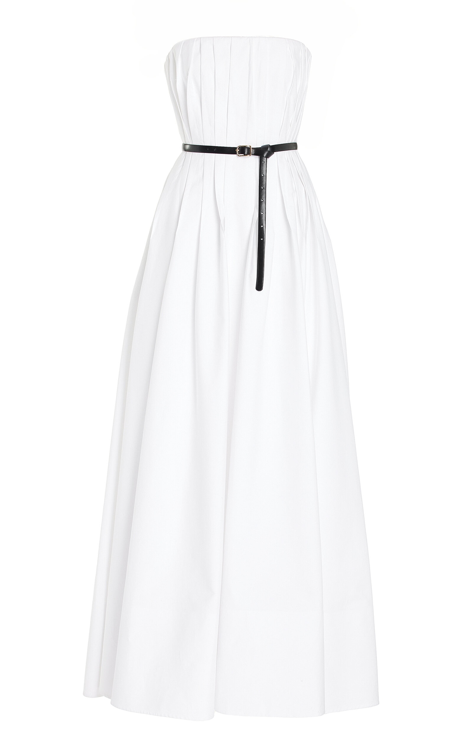 Thalia Strapless Cotton Poplin Maxi Dress white - 4