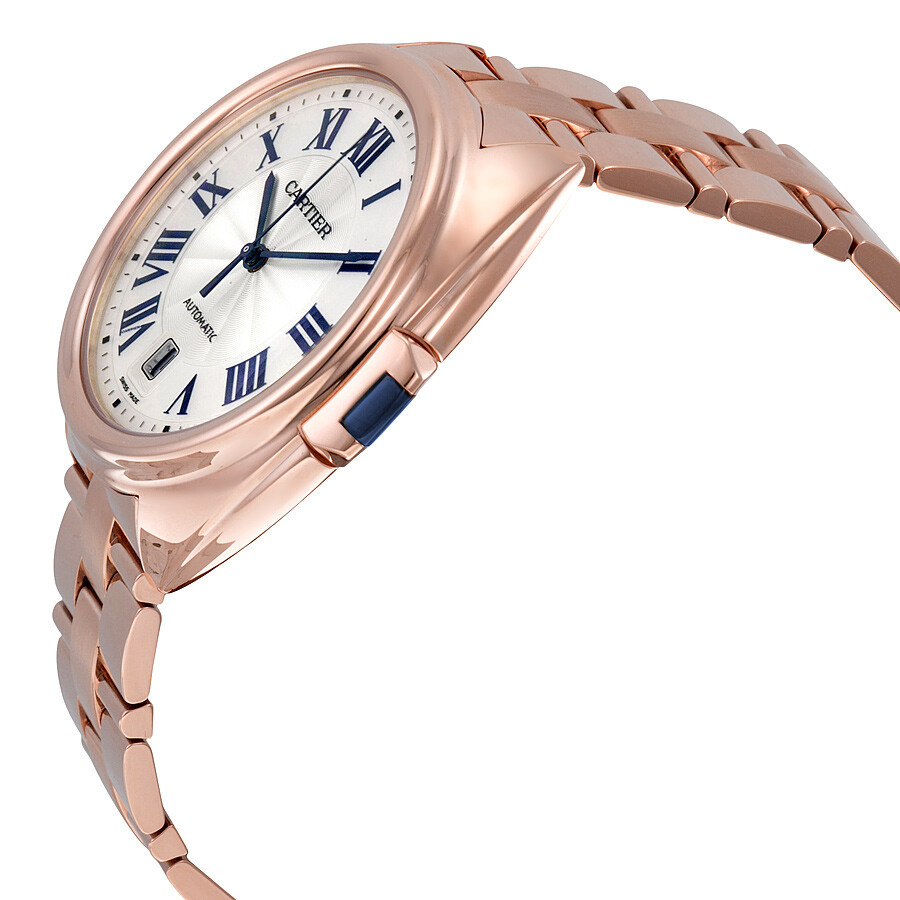 Cartier Cle Silvered Flinque Dial 18kt Rose Gold Men's Watch WGCL0002 - 2