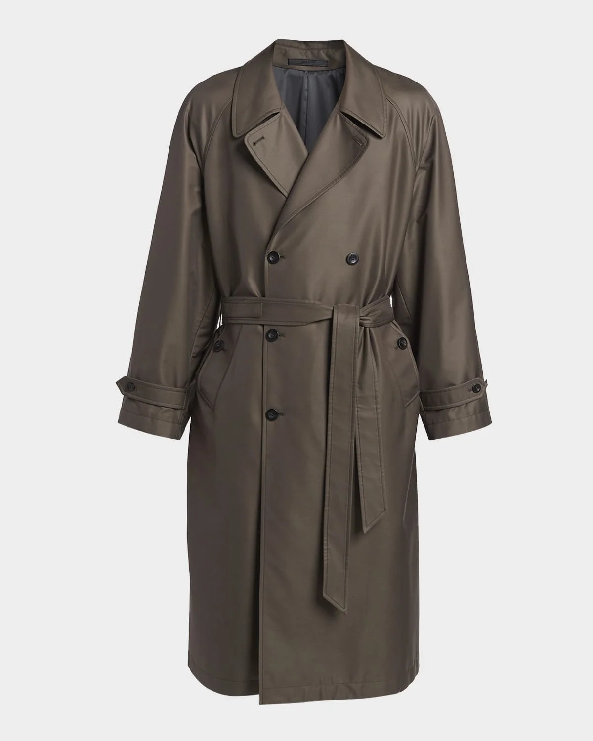 Men & apos;s Silk and Nylon Belted Overcoat - 1