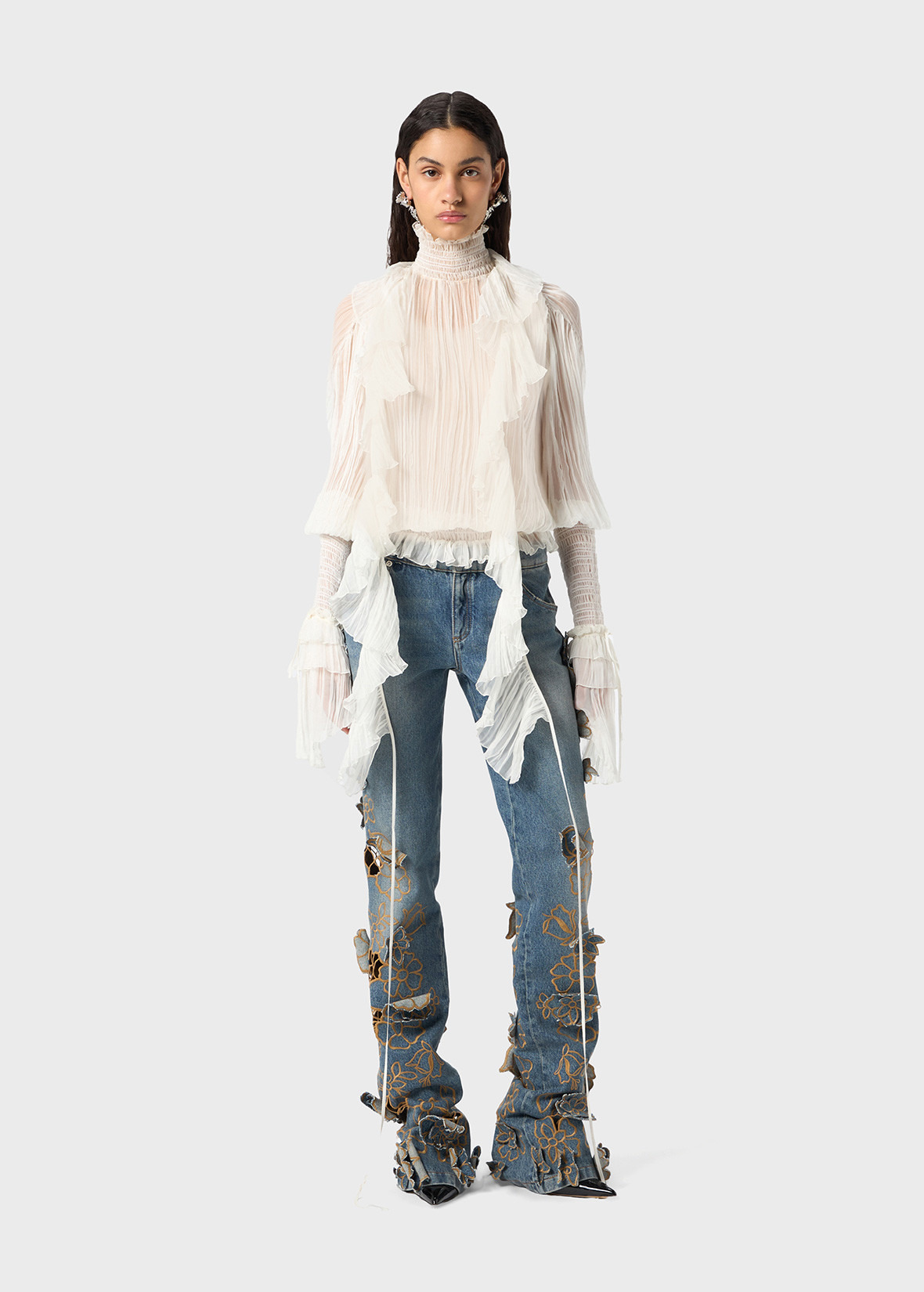 SILK CHIFFON BLOUSE WITH RUFFLES - 2