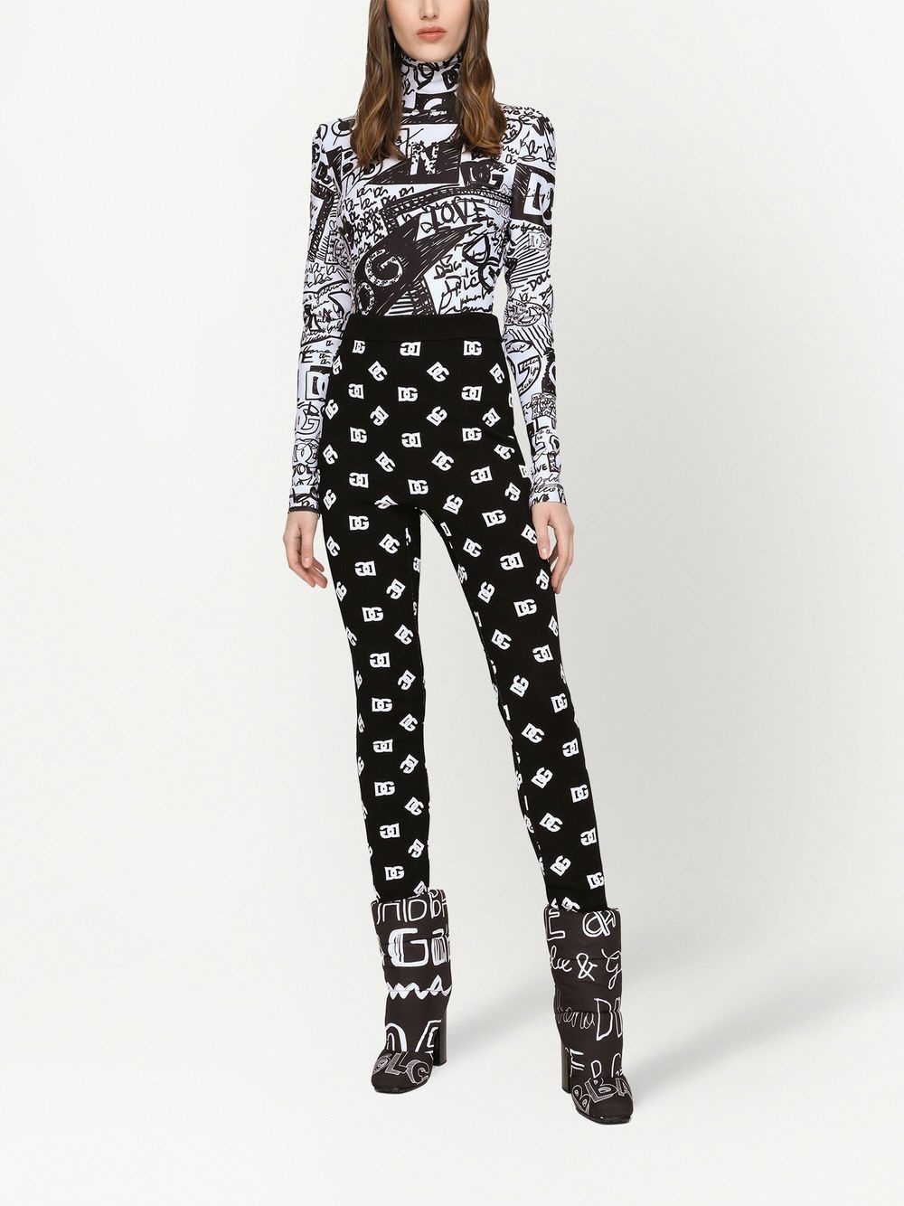 DG logo jacquard leggings - 3