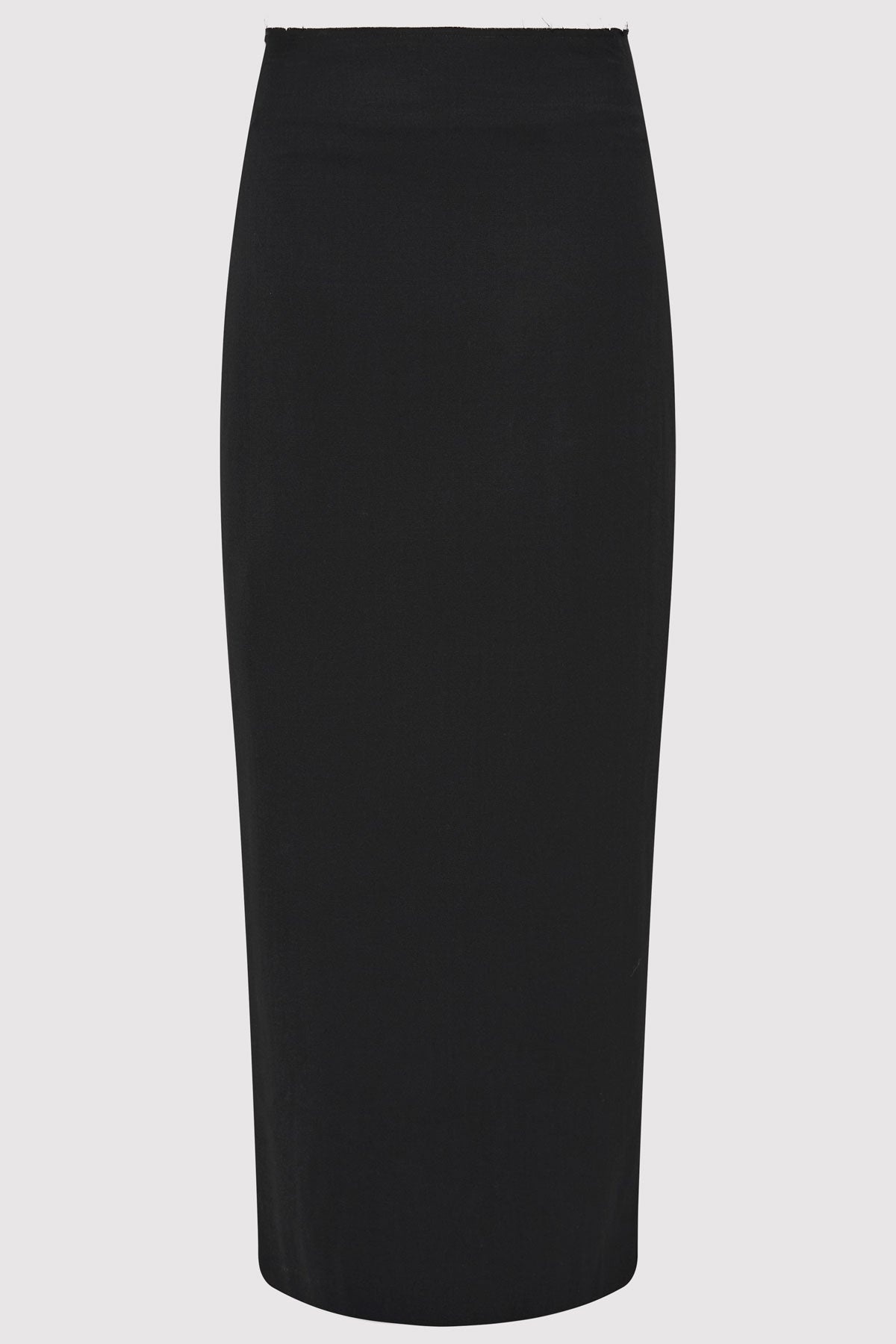 Raw Edge Column Maxi Skirt - Black - 1