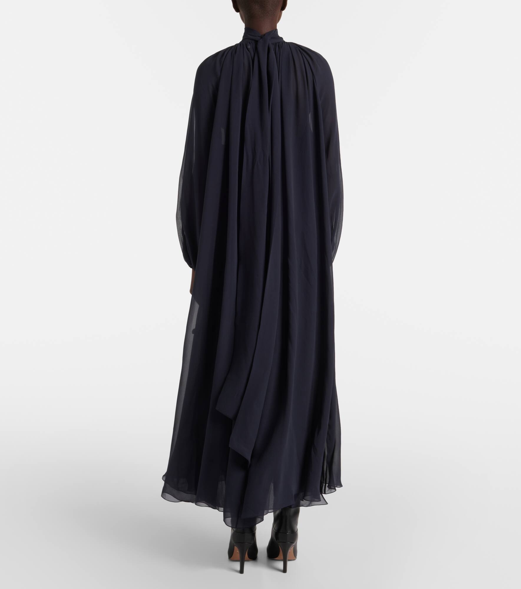 Gathered silk georgette maxi dress - 3