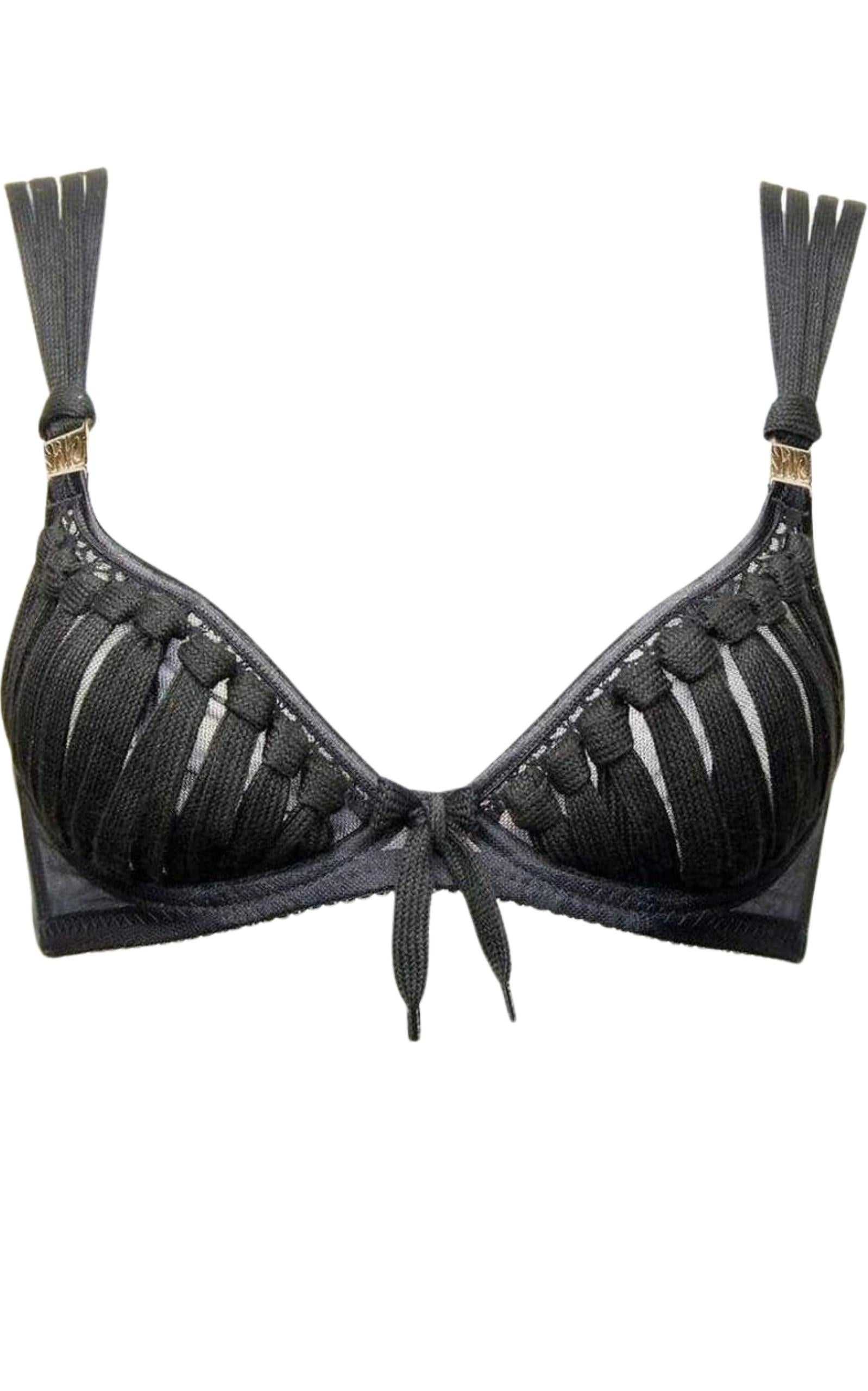 MADE BY NIKI - Black Shoelace Plunge Bra - 1