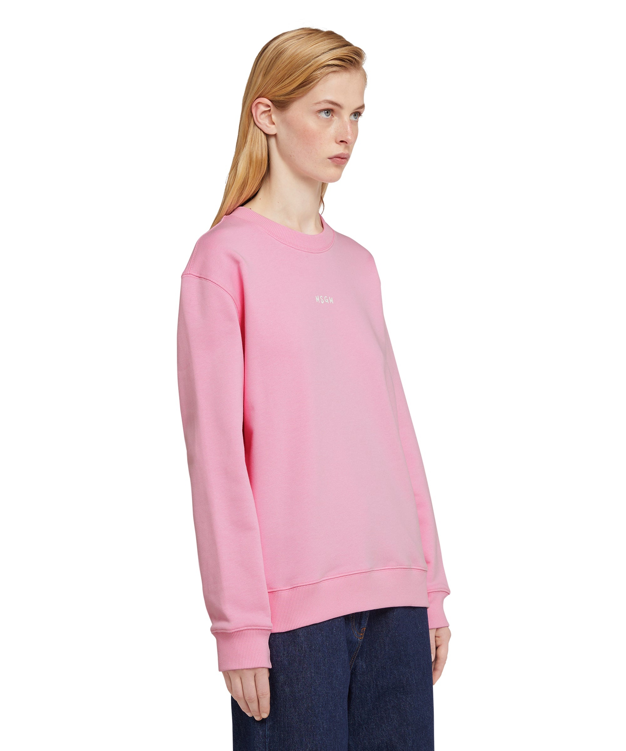 Crew neck cotton sweatshirt with micro logo - 4