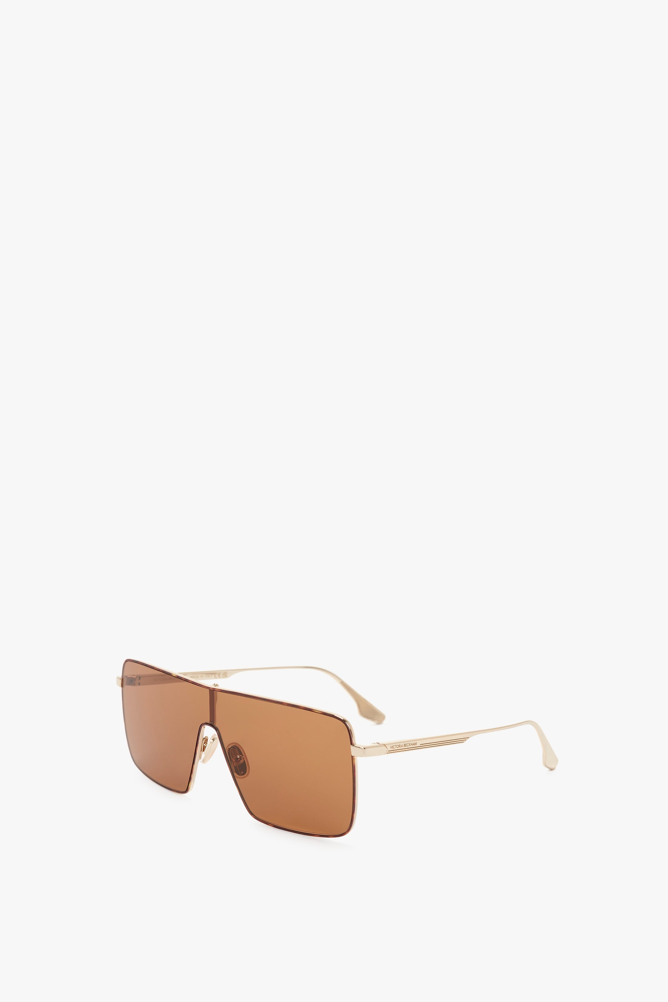 Rectangular Visor Gold-Framed Sunglasses - 2