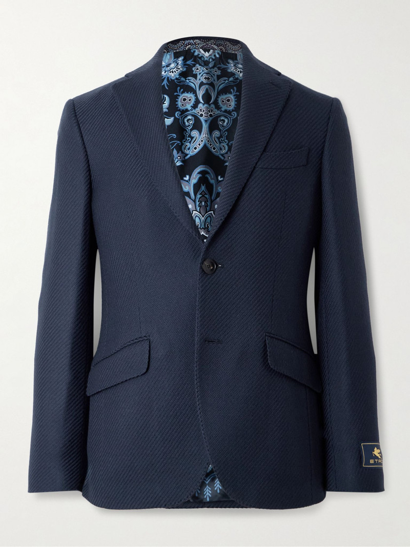 Roma Basketweave Wool Blazer Blue 1