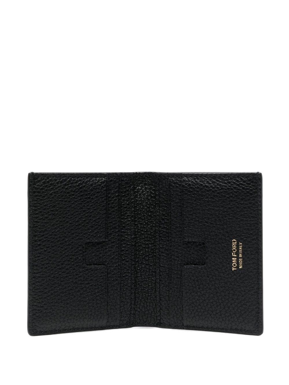 Soft grain leather t line folding cardholder - 2
