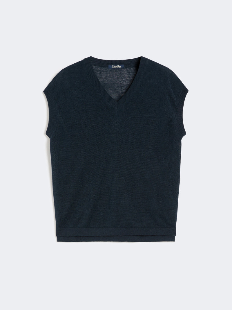 GHIANDA Linen yarn waistcoat - NAVY 1