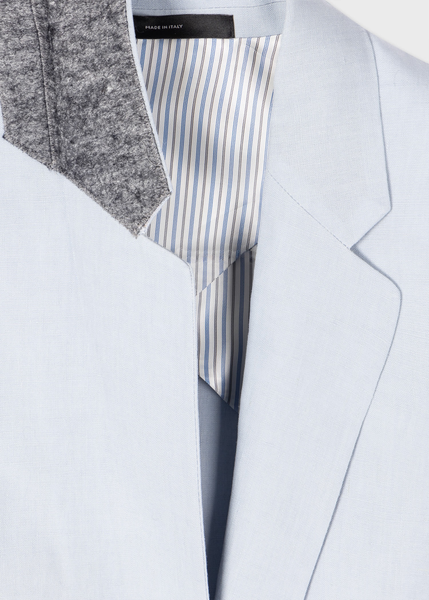 Pale Blue Linen One-Button Blazer - 4