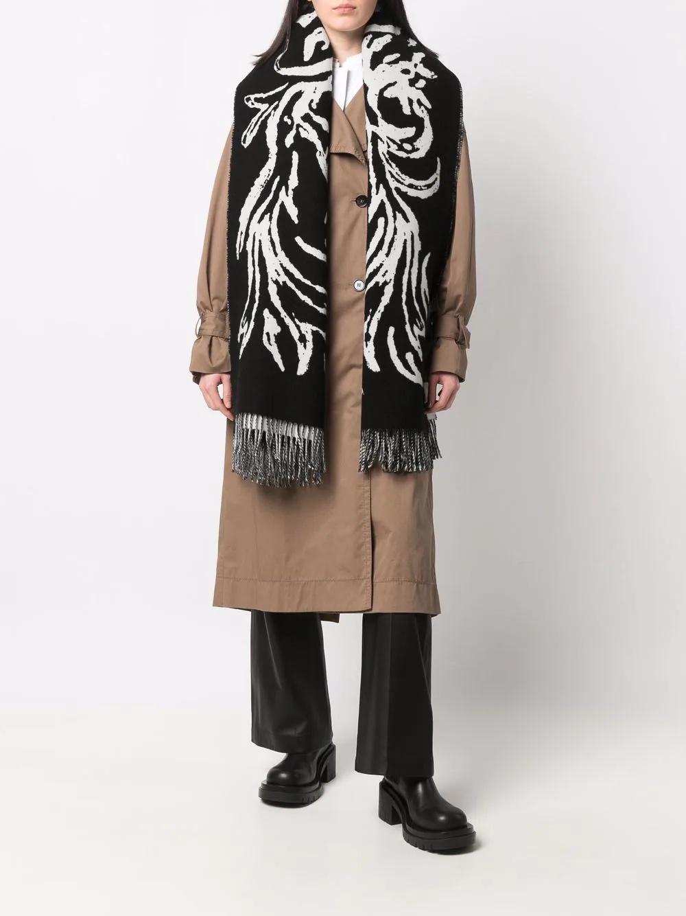 logo-print fringed scarf - 2