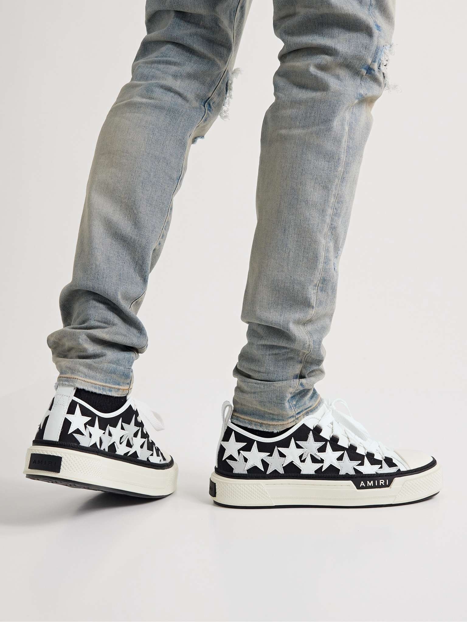 Saint Laurent Denim Sneakers With Star Detail