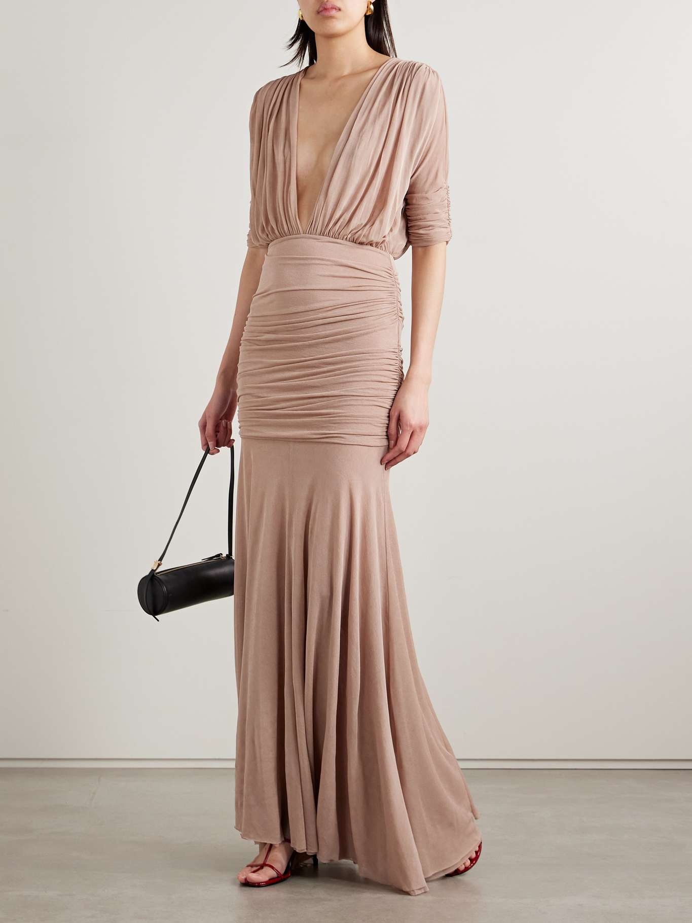 Devi ruched jersey maxi dress Pink - 2