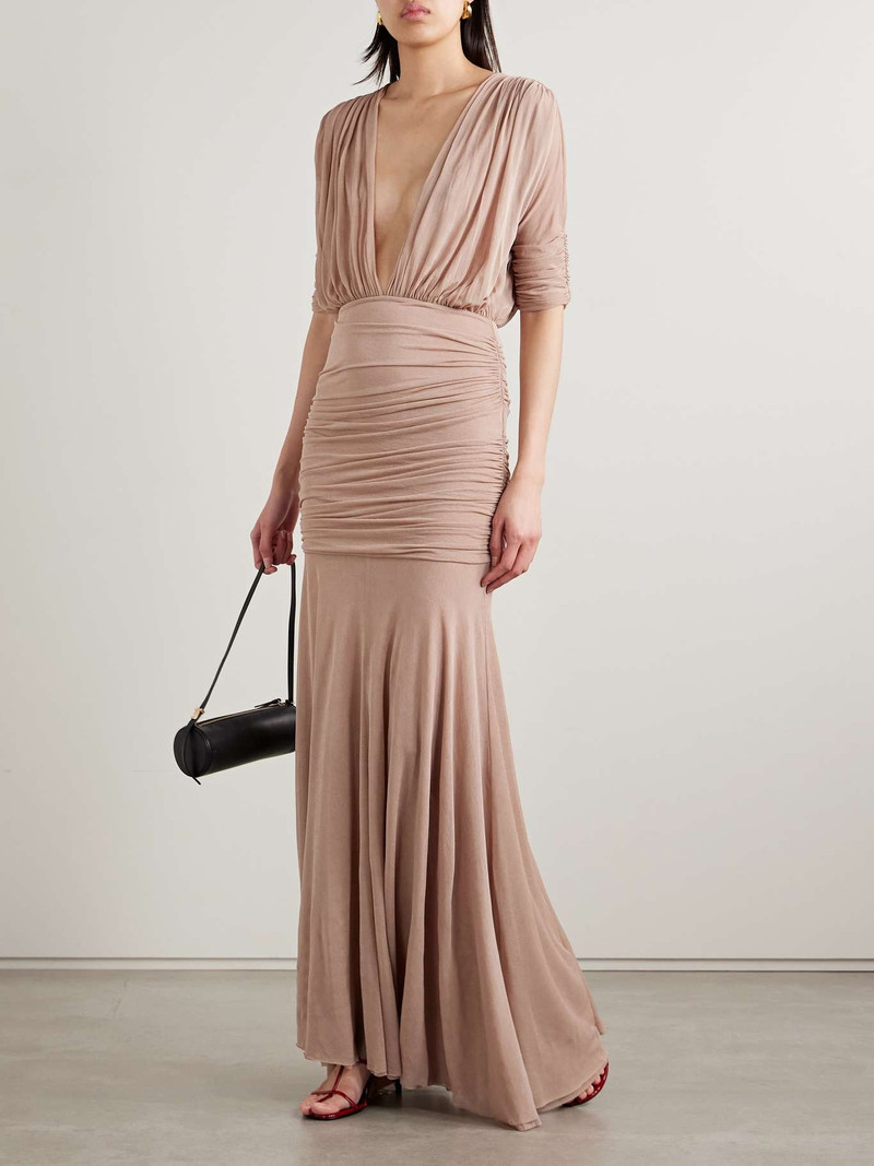 TOVE Devi ruched jersey maxi dress Pink outlook