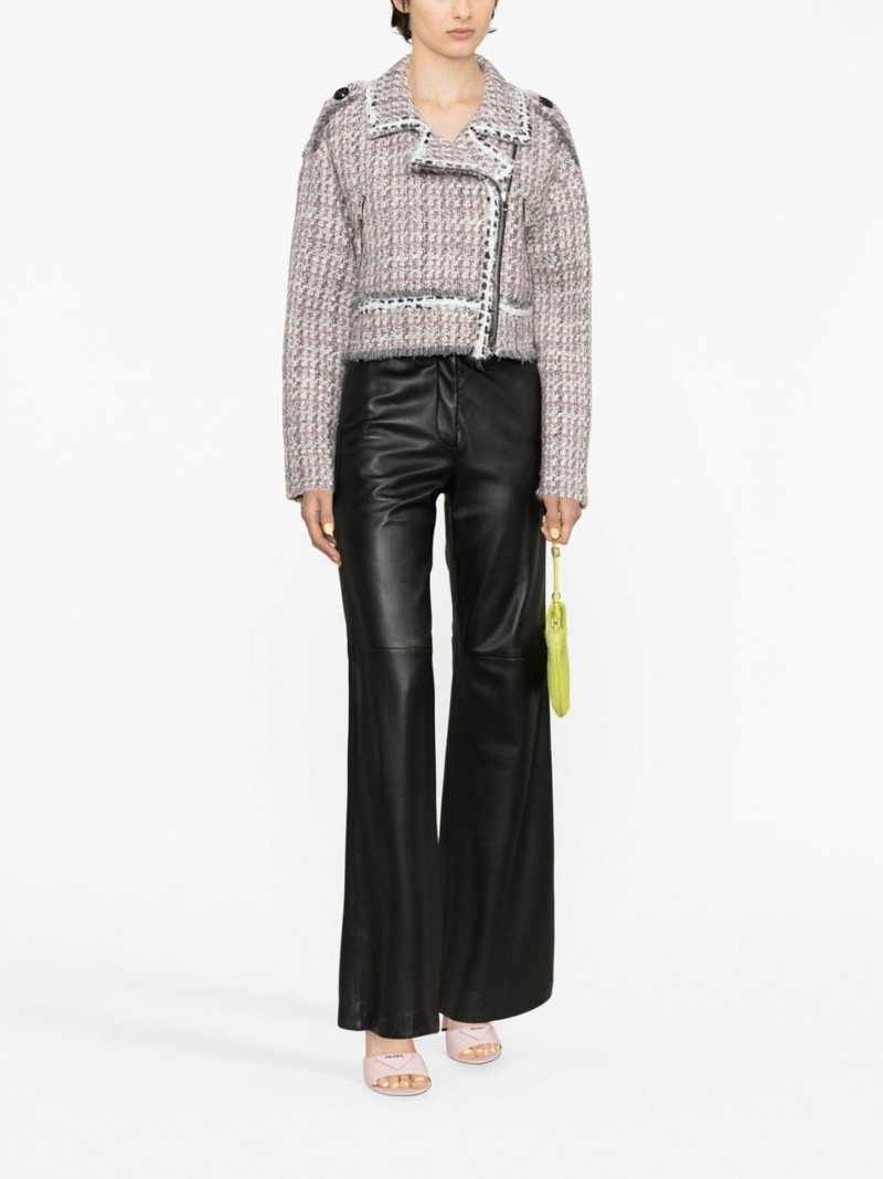 MSGM cropped tweed biker jacket outlook