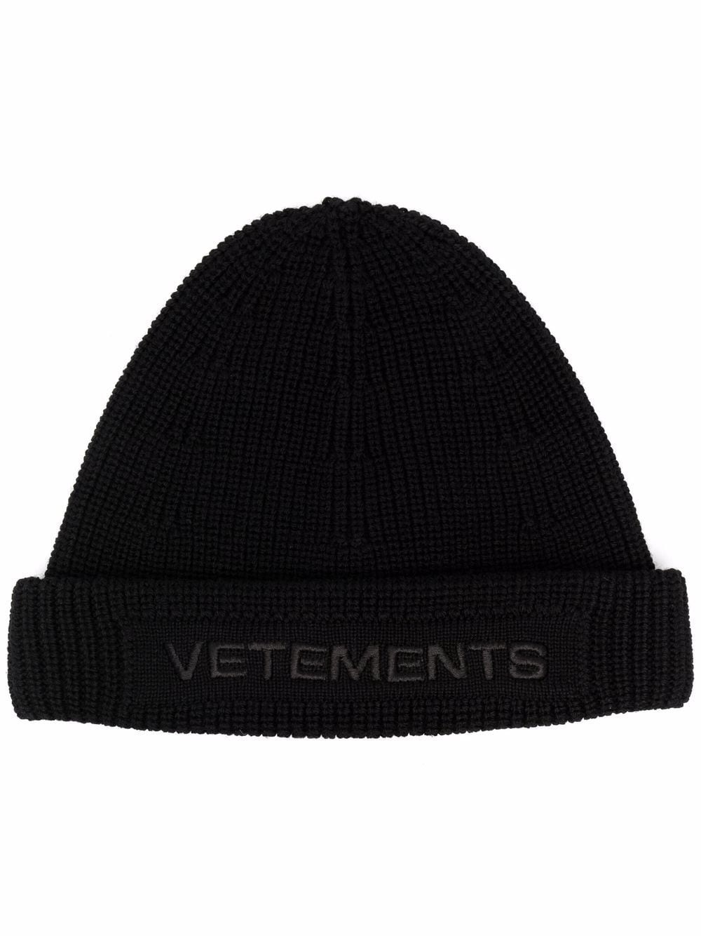 embroidered logo chunky-knit beanie - 1