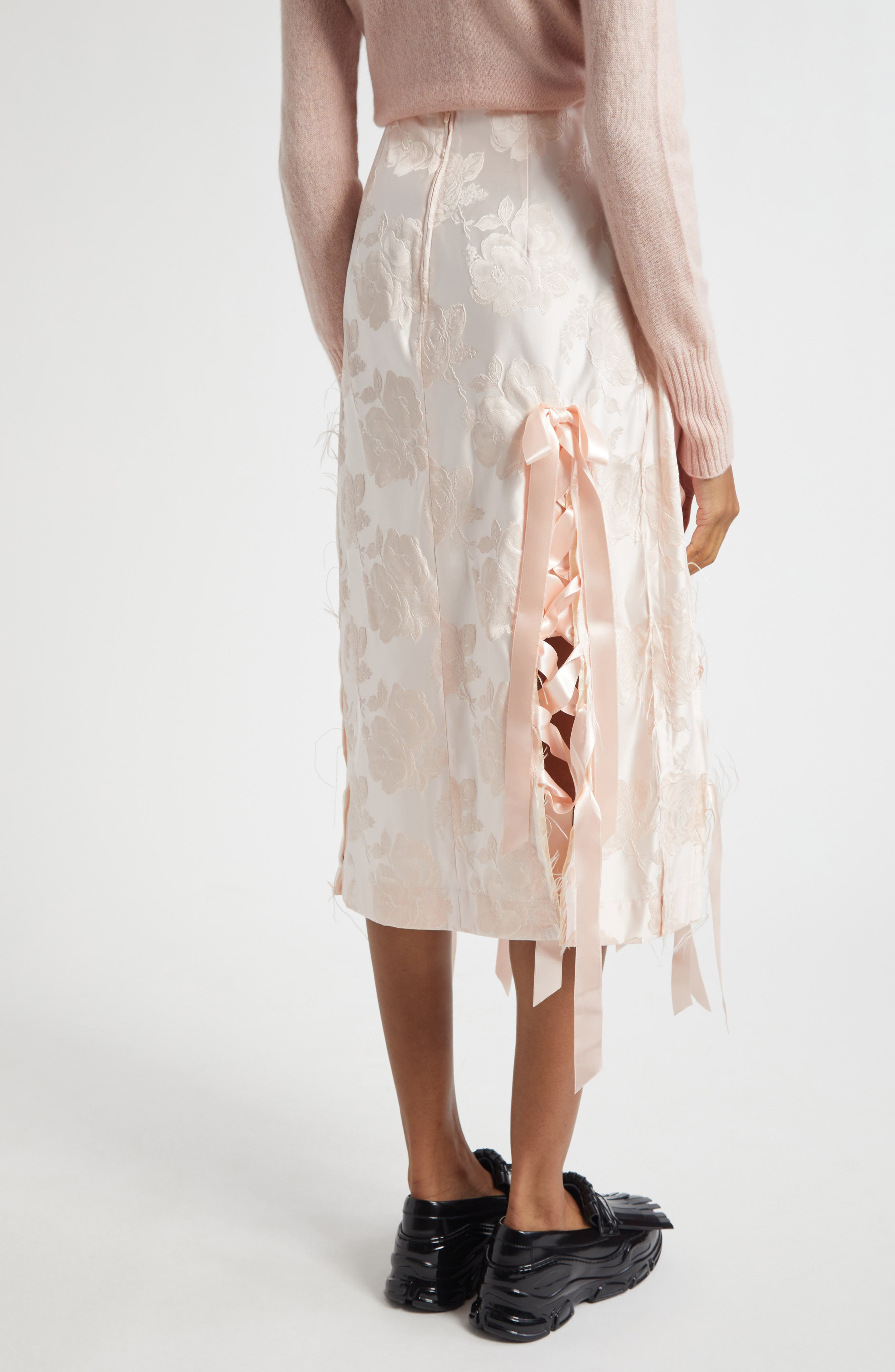 Simone Rocha Unraveleing Ribbon Skirt in Blush/Blush at Nordstrom - 3