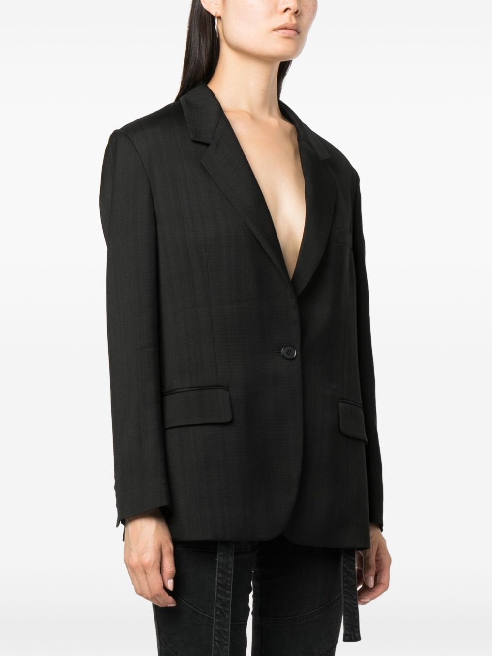 notched-lapels single-breasted blazer - 3