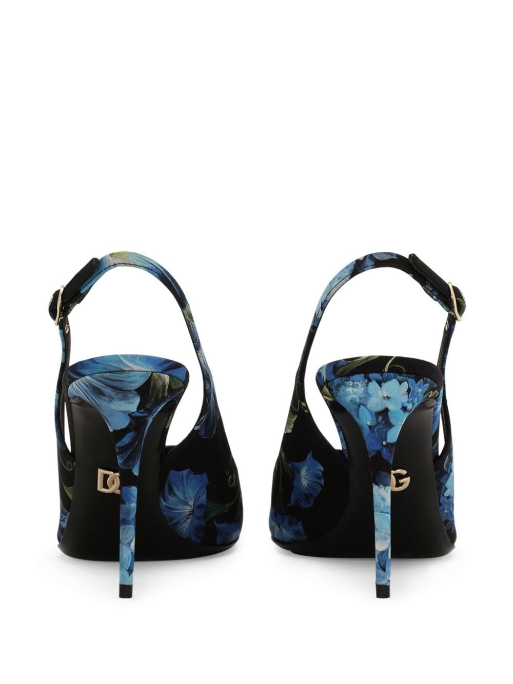 floral-print charmeuse slingback pumps - 3
