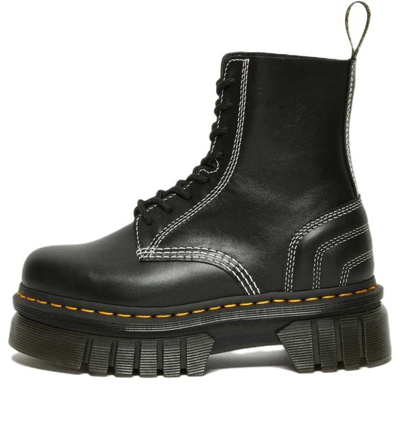 Dr. Martens Audrick 8-eye White Stitch Leather Platform Boots 'Black' 27810001 1