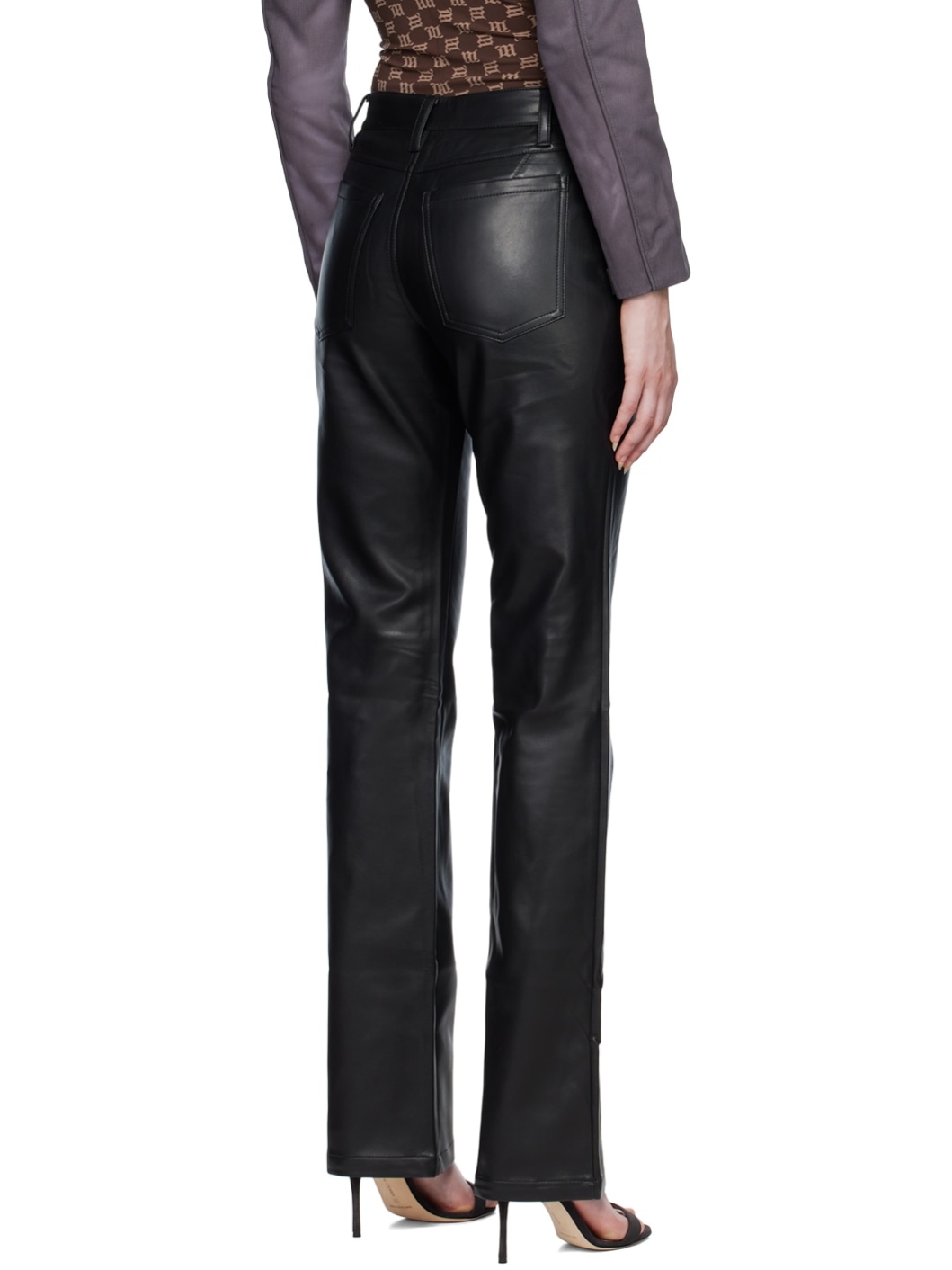 Black Faux-Leather Trousers - 3