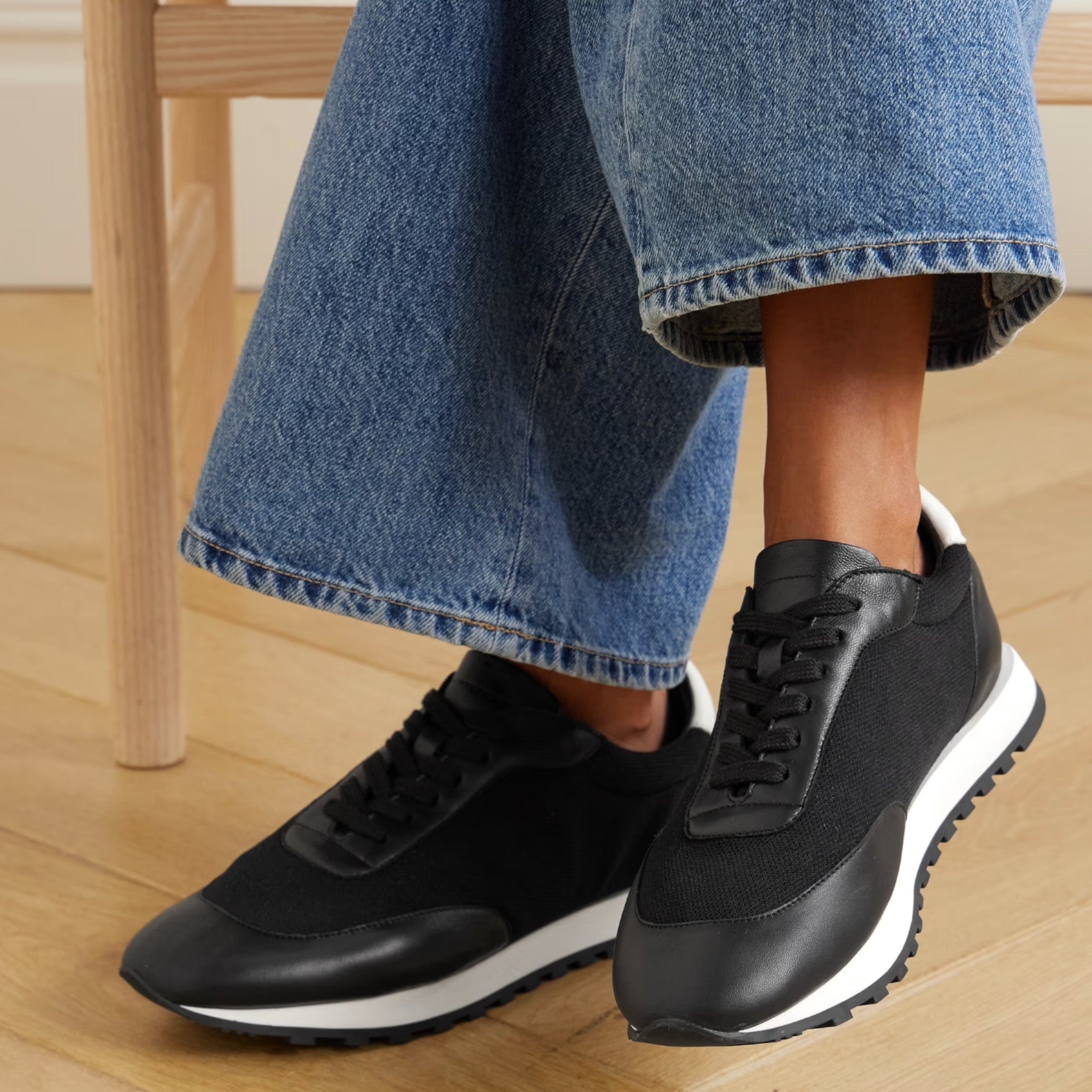 The Row Owen Runner Sneakers - Mesh and Leather - Black 36 - 8