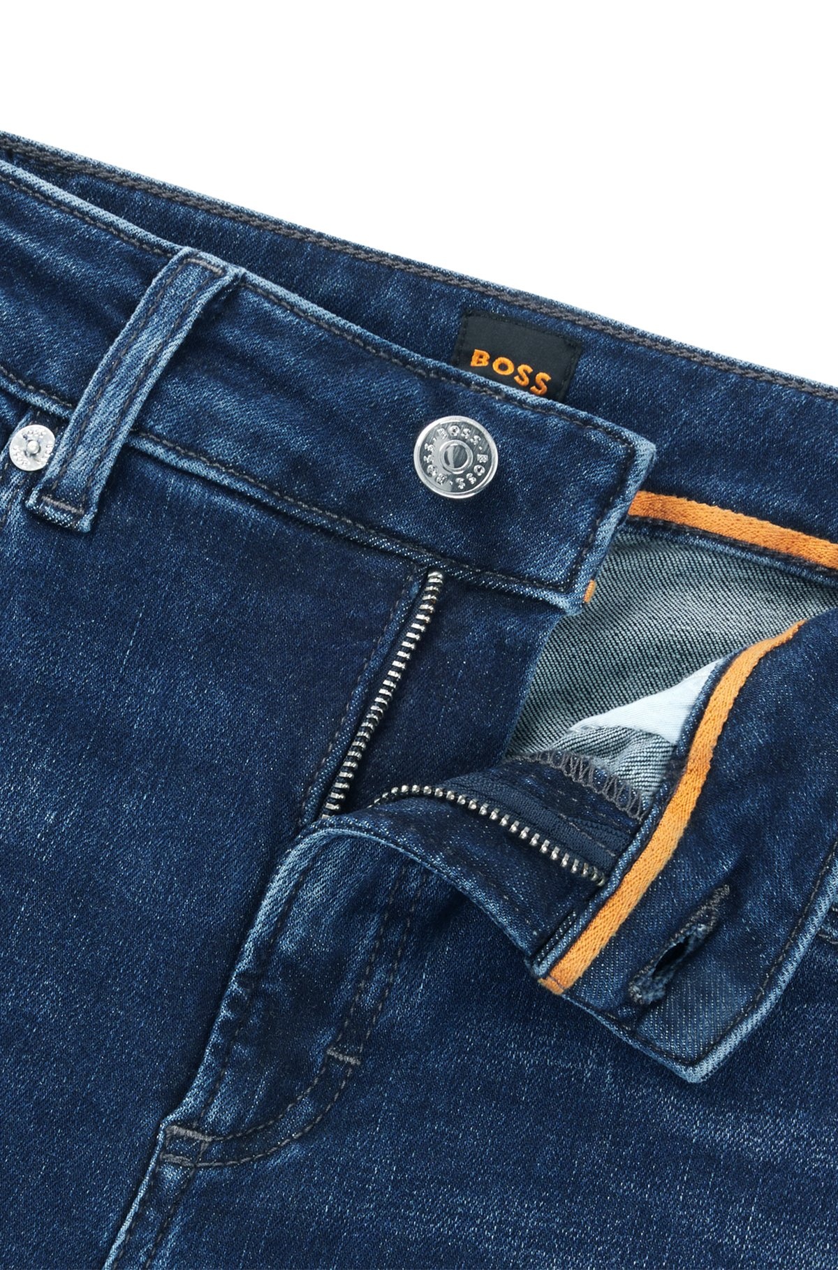 BLUE JEANS IN DISTRESSED STRETCH DENIM WITH FRAYED HEMS - 6