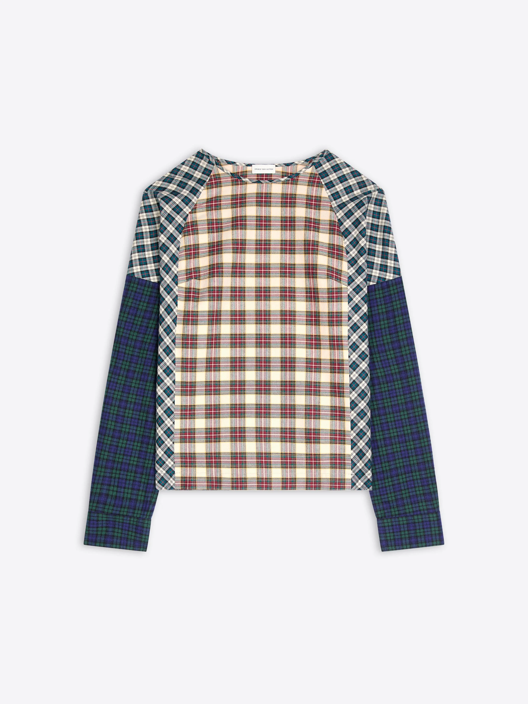 CONTRAST COTTON FLANNEL TOP - 1