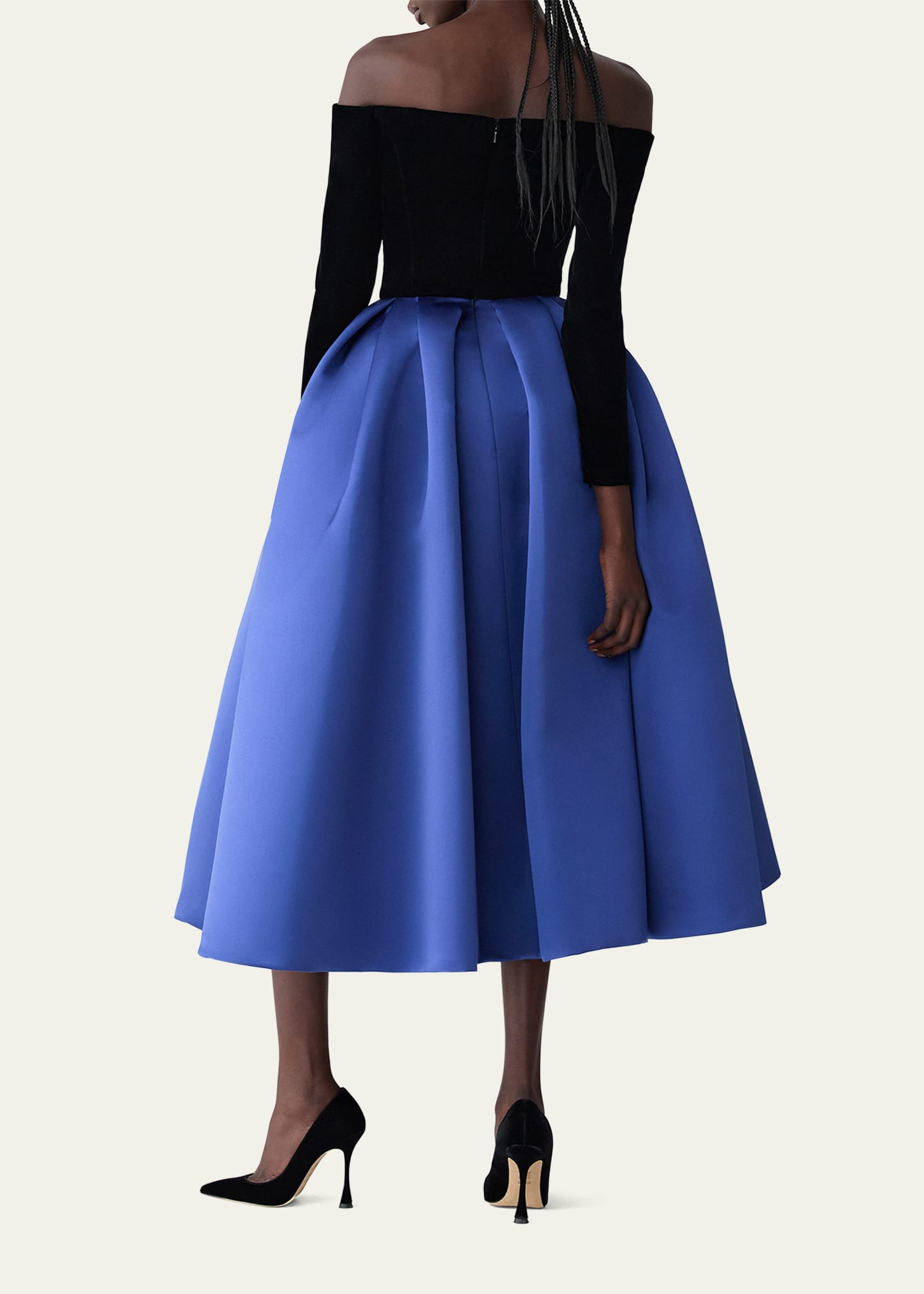 Bicolor Off-Shoulder Midi Dress - 3