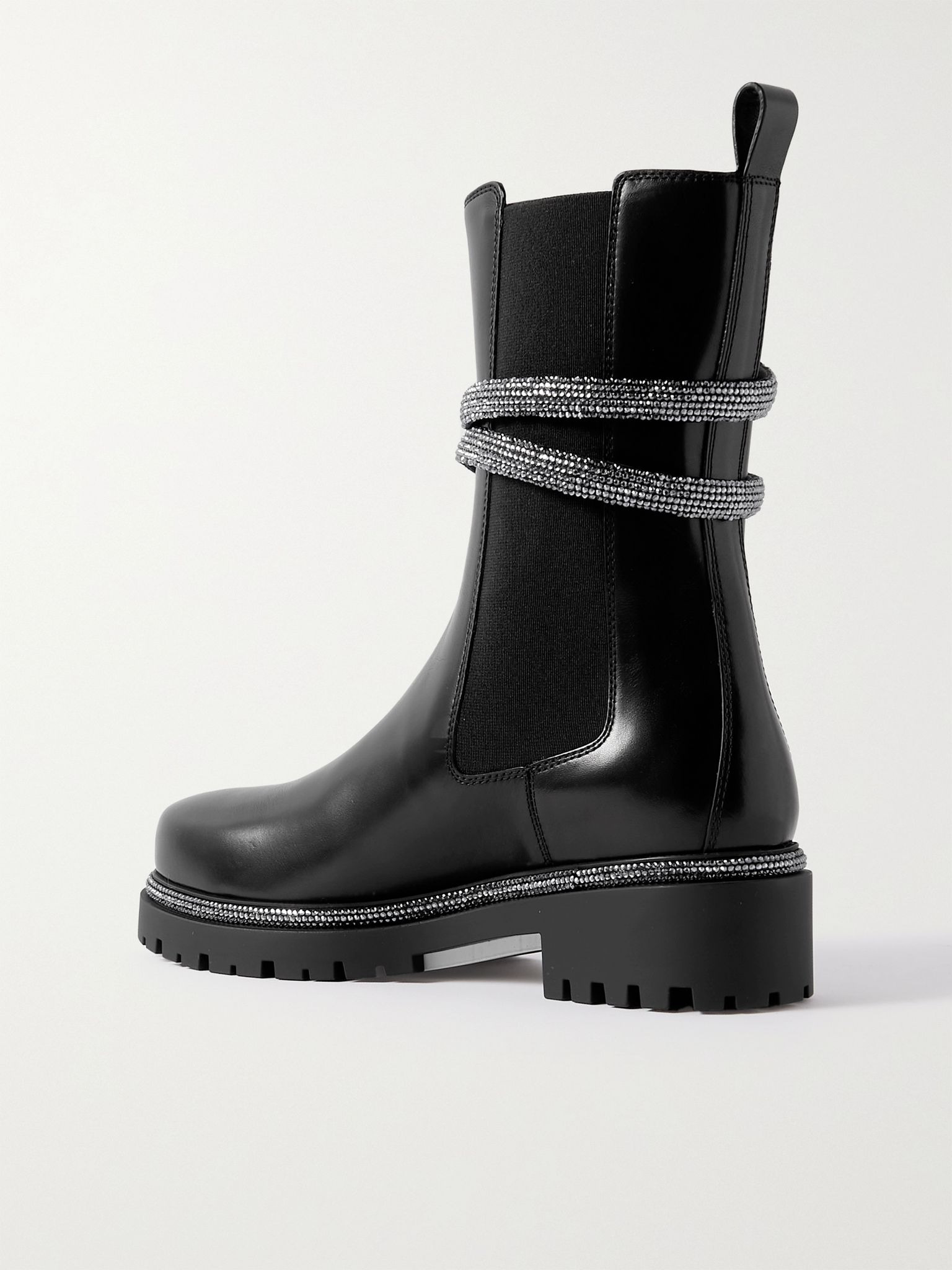 Cleo crystal-embellished leather Chelsea boots Black - 3